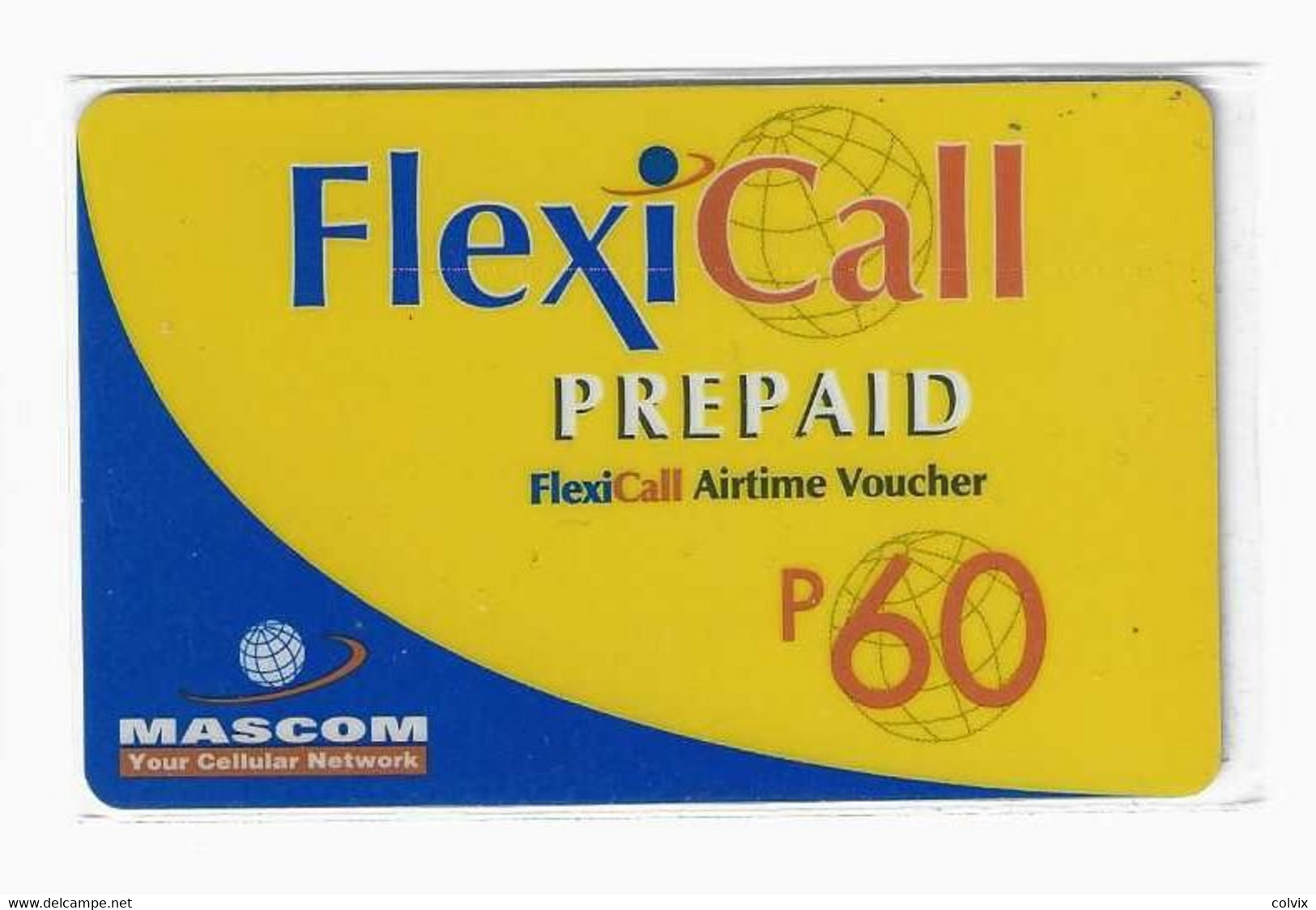 BOTSWANA RECHARGE FLEXICALL PREPAID P60 By MASCOM AIRTIME VOUCHER Date 01/10/2003 - Botsuana