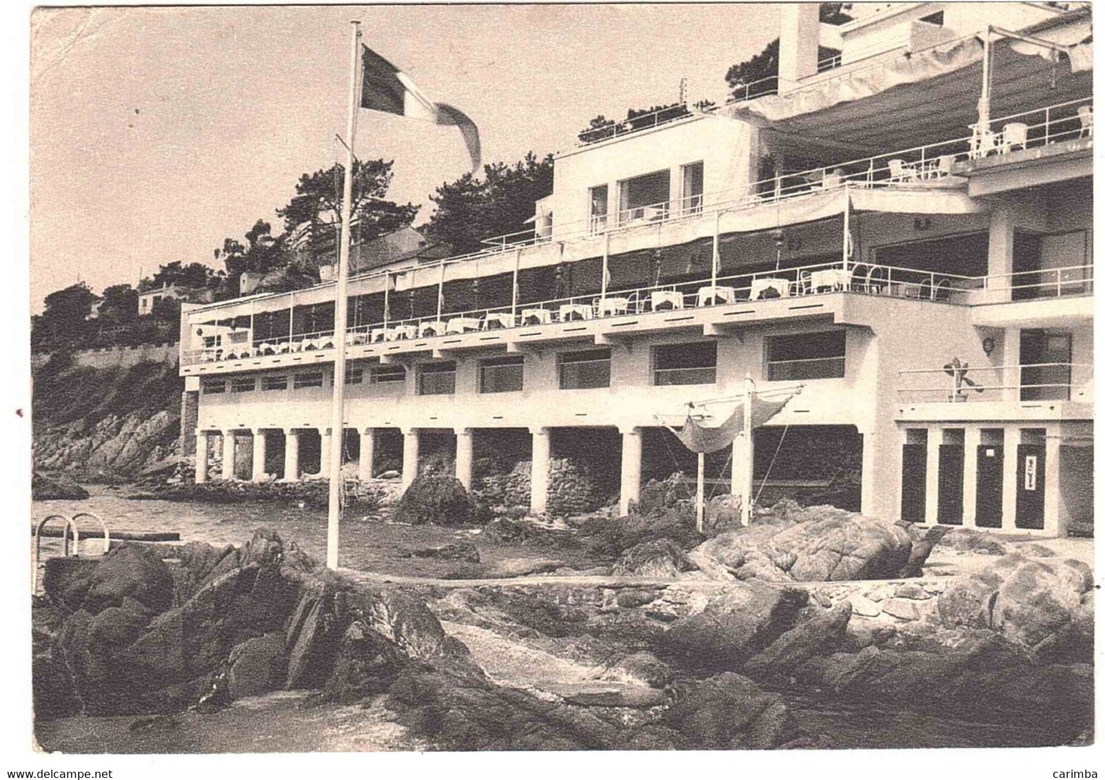 1959 HOTEL LE ROCHES FLEURIES CARTOLINA PER ITALIA - Le Lavandou