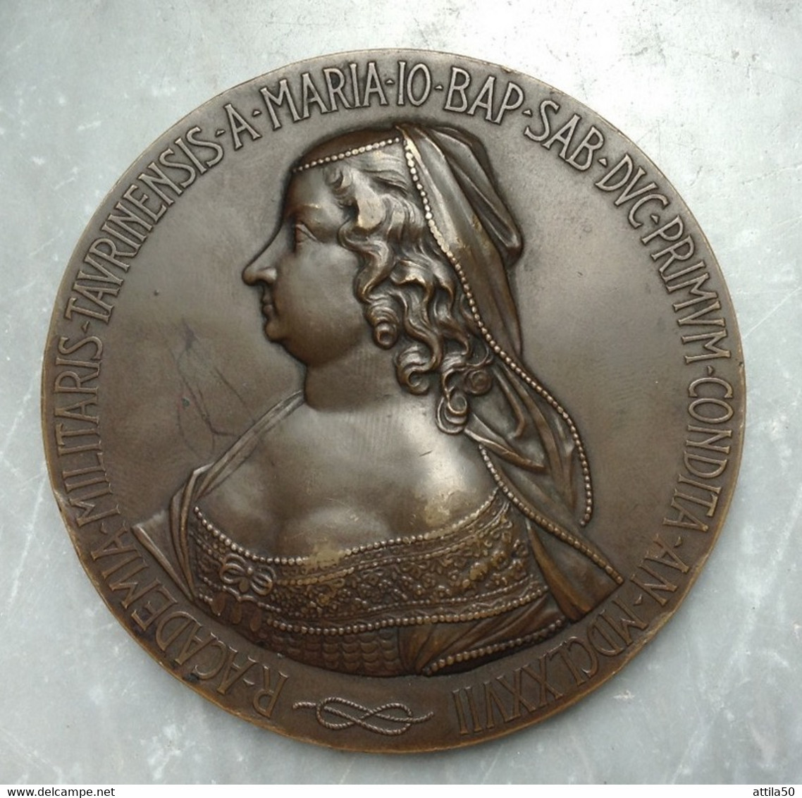 Maria Giovanna Battista Di Savoia - Grande Medaglia In Bronzo Diametro Mm.71,5 Gr.147 - Opus: Sacchini. - Adel
