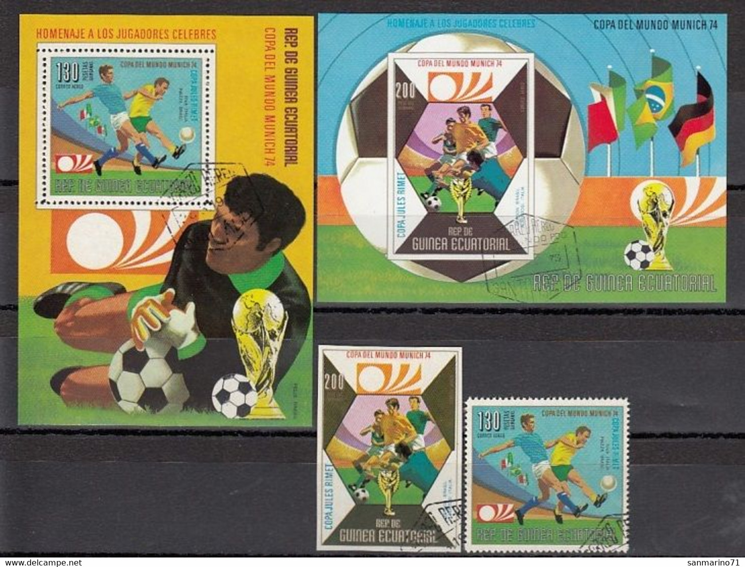 EQUATORIAL GUINEA Block 86-87,used,football - Gebraucht