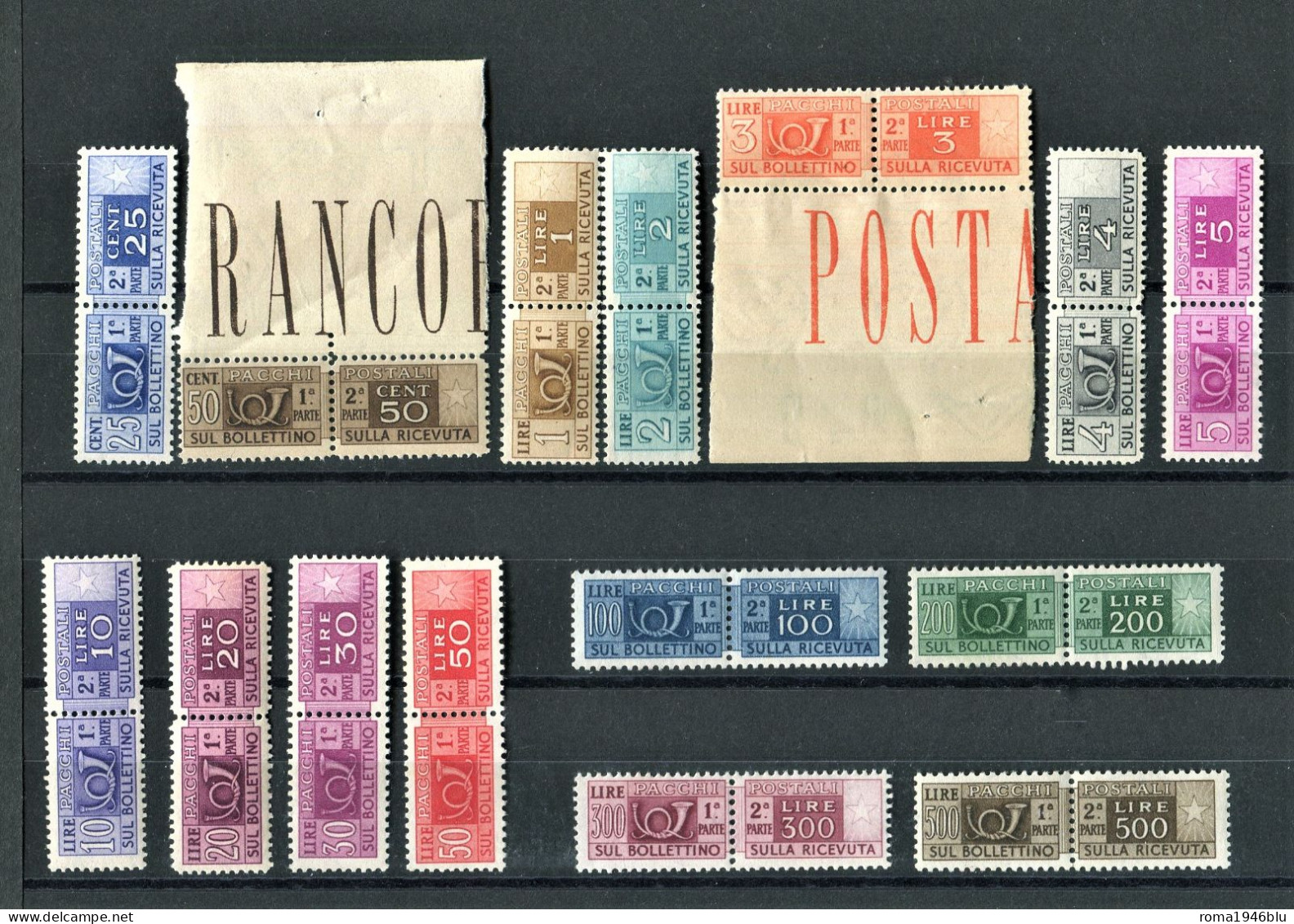 REPUBBLICA 1946 PACCHI POSTALI 15 VALORI ** MNH CENTRATI LUSSO C.DIENA - Colis-postaux