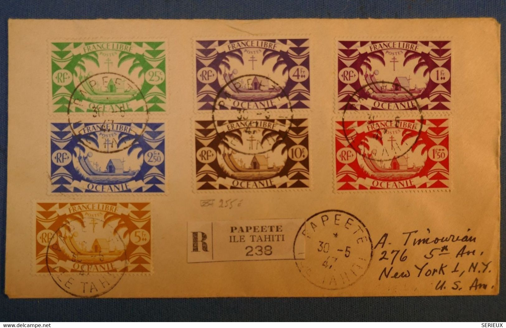 E 12 OCEANIE BELLE LETTRE RECOMMANDEE 1930 PAPETEE POUR NEW YORK USA + AFFRANCH PLAISANT - Covers & Documents