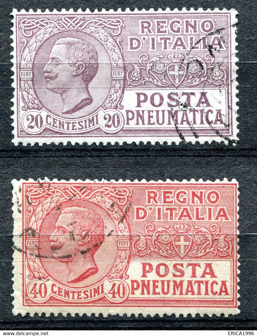 Z2846 ITALIA REGNO Posta Pneumatica 1924 Cent. 20 E 40, Usati, Sassone 8-9, Serie Completa, Valore Catalogo € 65 (lingue - Rohrpost