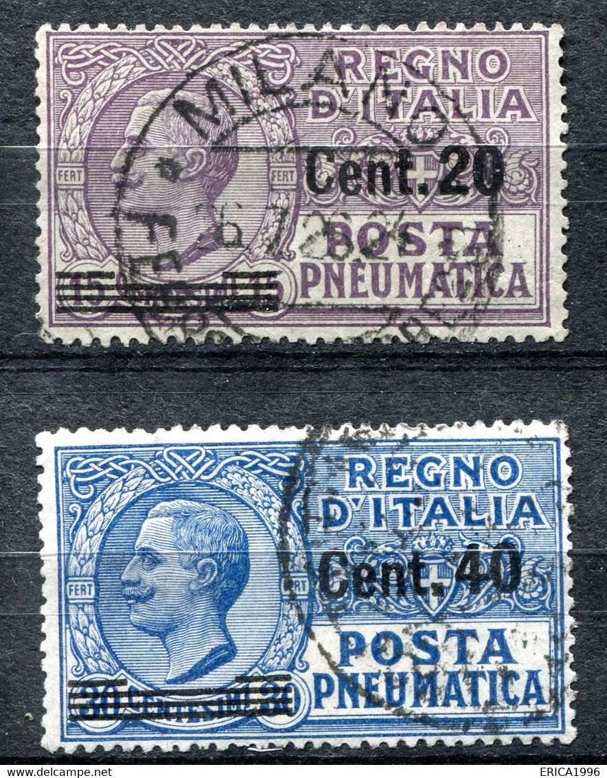 Z2845 ITALIA REGNO Posta Pneumatica 1924 Soprastampati, Usati, Sassone 6-7, Valore Catalogo € 32 (linguellati), Ottime C - Pneumatische Post