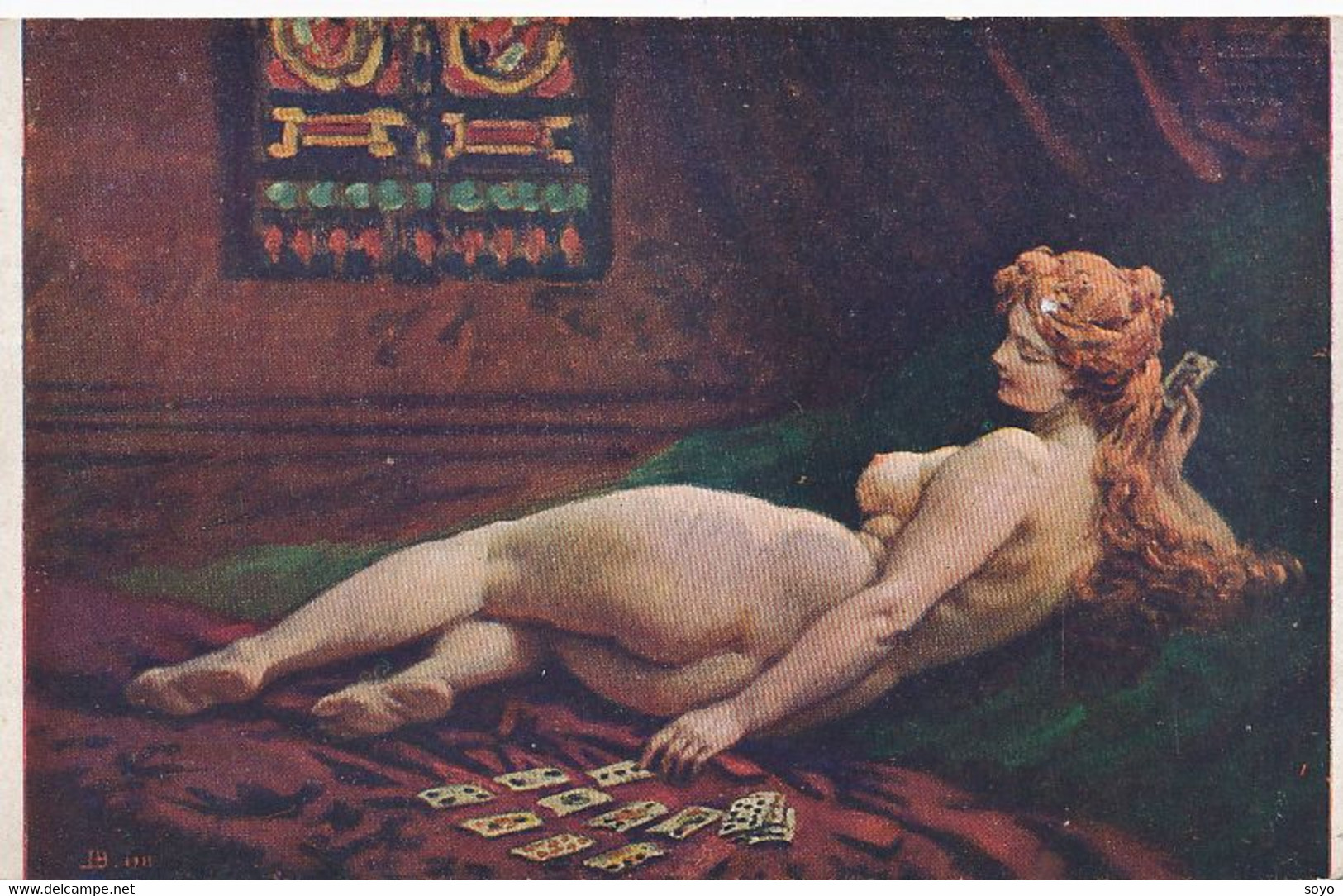 Femme Nue Faisant Une Réussite Game Of Patience Nude Girl By Louis Beroud Playing Cards - Playing Cards
