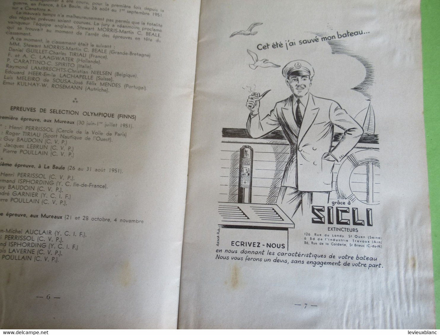 YACHTING/Fédération Française Du Yachting à Voile/Fascicule Renseignements à L'usage Des Licenciés/Le Ménès/1952  VPN363 - Otros & Sin Clasificación