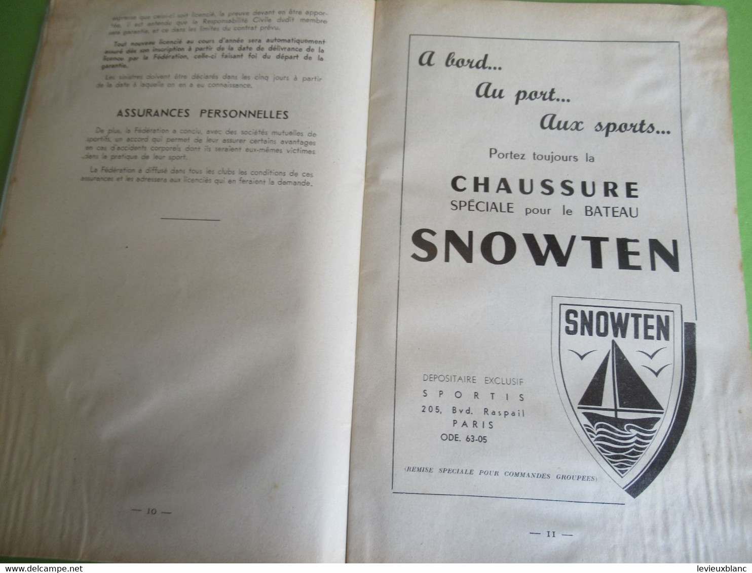 YACHTING/Fédération Française du Yachting à Voile/Fascicule renseignements à l'usage des Licenciés/Le Ménès/1952  VPN363