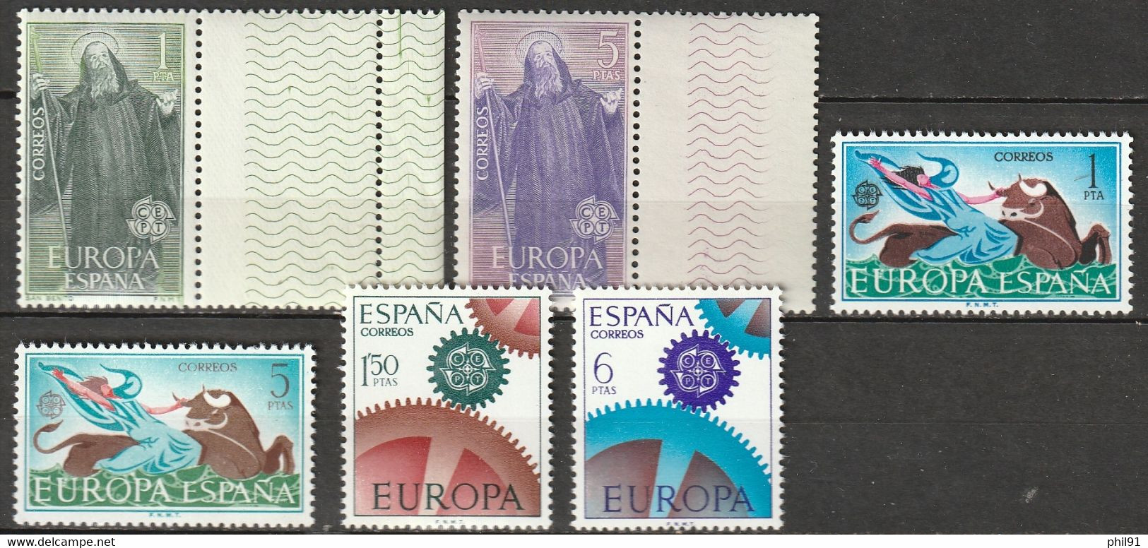 ESPAGNE    Europa 1965, 1966 Et 1967   N° Y&T  1335, 1336, 1402, 1403, 1448  Et 1449  ** - Neufs