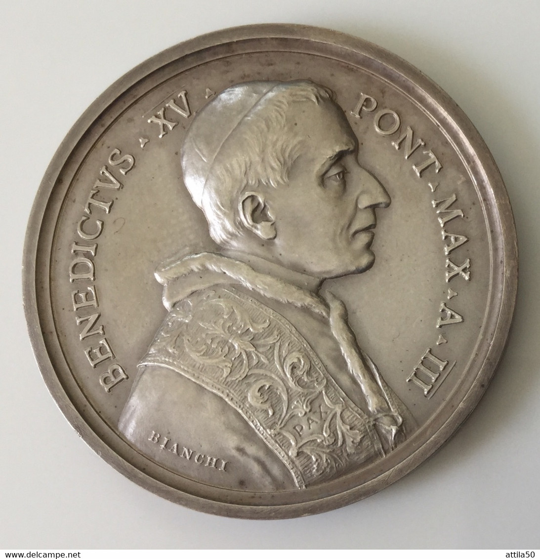 Vaticano- Papa Benedetto XV - Medaglia D’argento Anno III - Gr.39,4 Diametro Mm.44 - 1916 - FDC. - Monarchia / Nobiltà