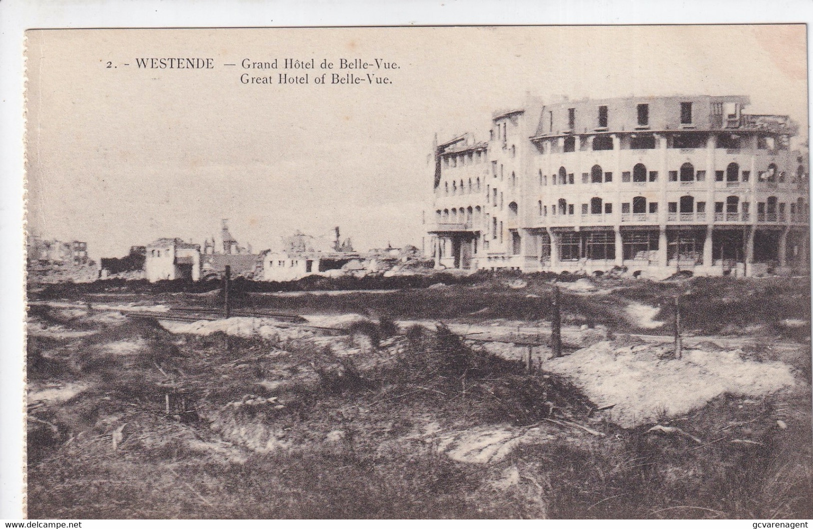 RUINES DE WESTENDE     1914 - 1918 -   GRAND HOTEL DE BELLE VUE - Westende
