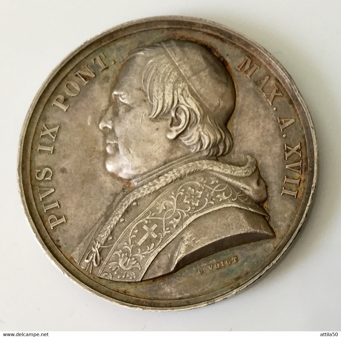 Vaticano- Papa Pio IX - Medaglia D’argento Anno XVII - Gr.34,3 Diametro Mm.43,3 - 1862 - SPL. - Royal / Of Nobility