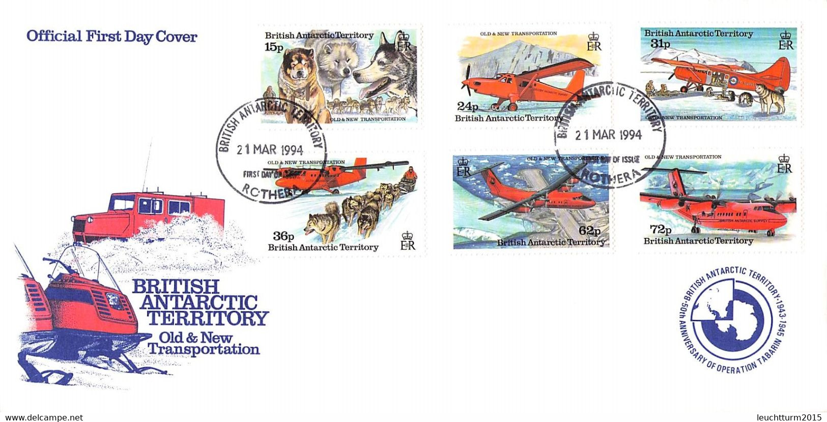 BRIT. ANTARCTIC TERR. - FDC 1994 OLD & NEW TRANSPORTATION Mi #215-220 / YZ182 - FDC