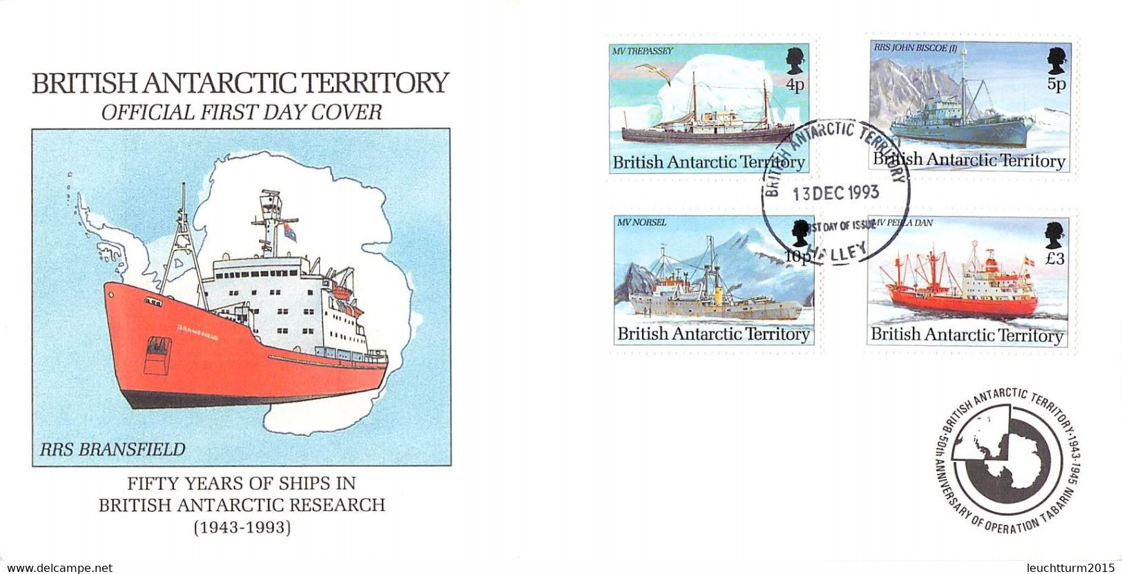 BRIT. ANTARCTIC TERR. - FDC 1993 SHIPS  Mi #203-212 / YZ184 - FDC