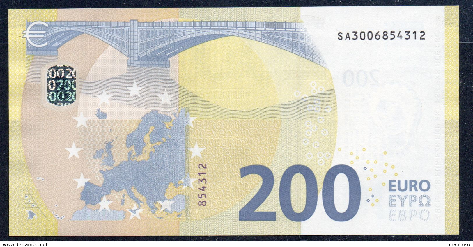 ITALIA € 200 SA S004 "00"  DRAGHI   UNC - 200 Euro