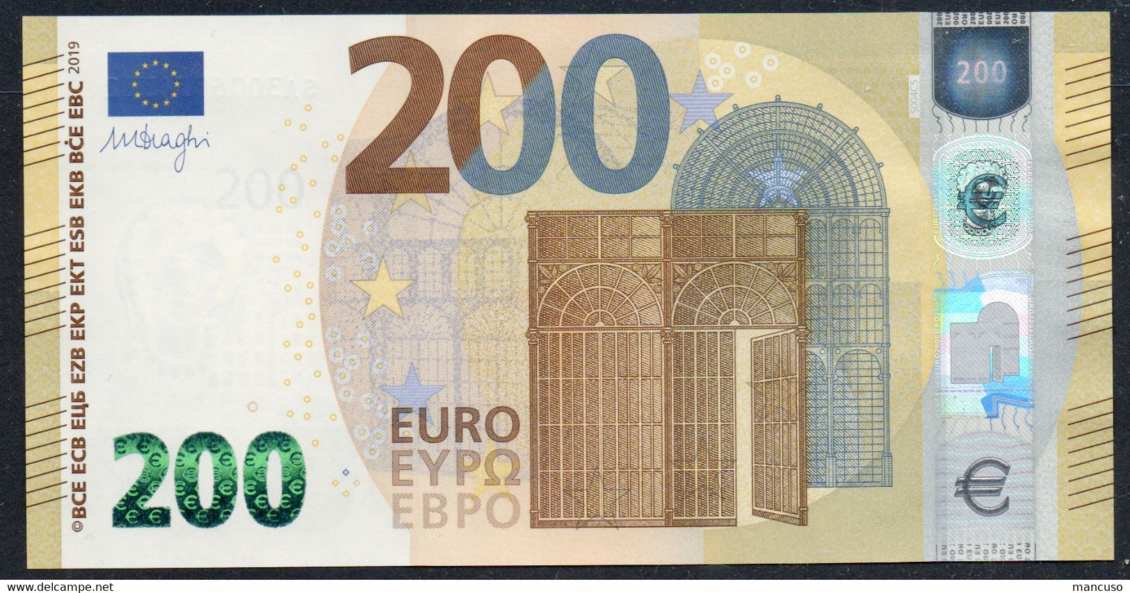 ITALIA € 200 SA S004 "00"  DRAGHI   UNC - 200 Euro