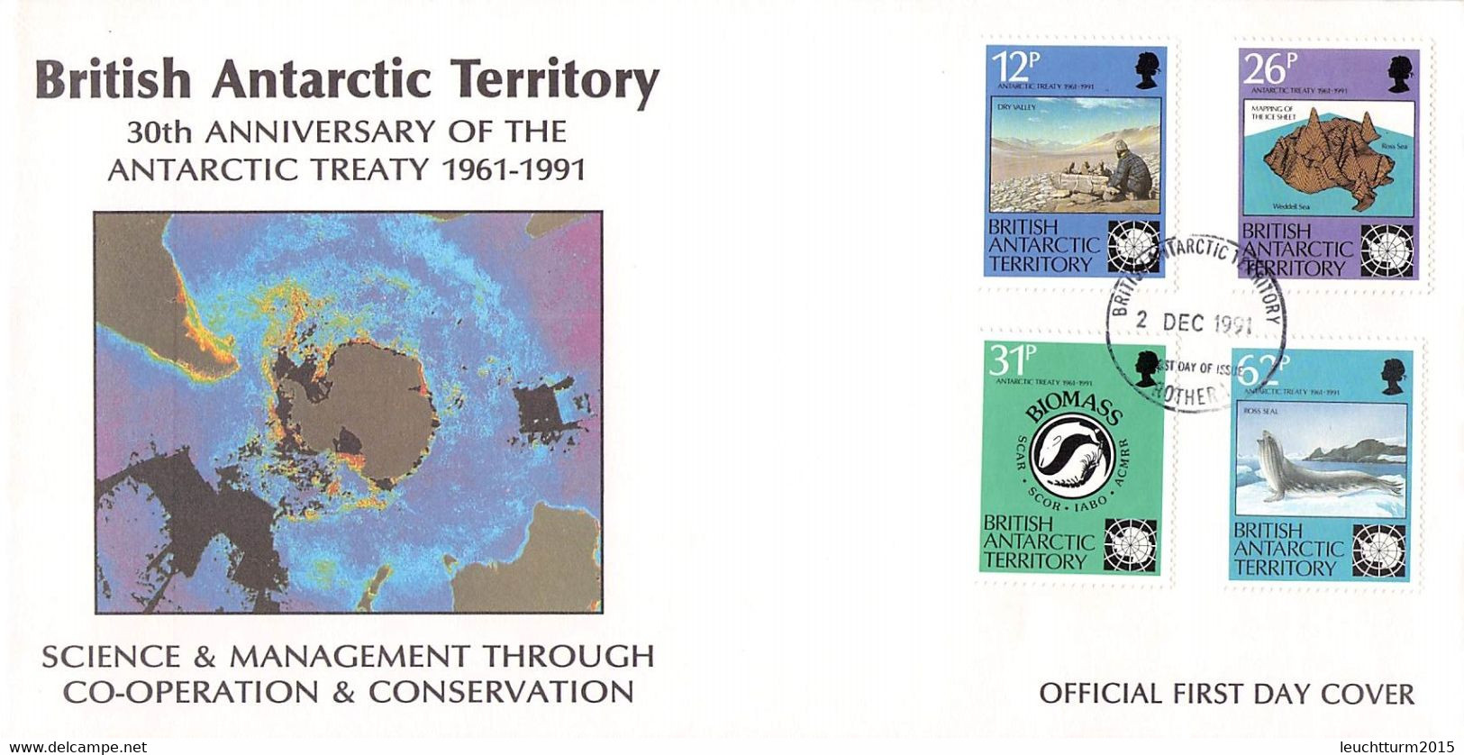 BRIT. ANTARCTIC TERR. - FDC 1991 ANTARCTIC TREATY  Mi #181-184 / YZ187 - FDC