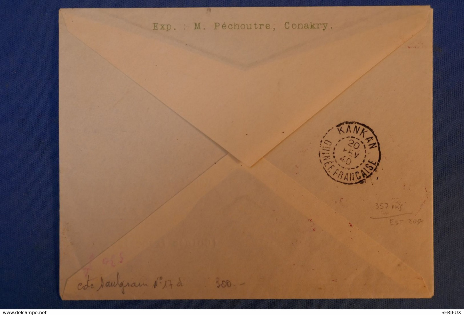 F4 AOF GUINEE BELLE LETTRE 1940 PREMIER VOL KONAKRY POUR KANKAN + CACHET C1+AEROCLUB++ AFFR. PLAISANT - Lettres & Documents