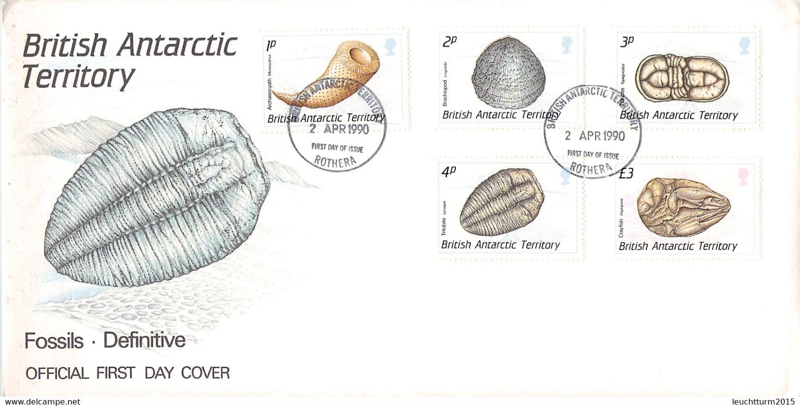 BRIT. ANTARCTIC TERR. - FDC 1990 FOSSILS Mi #156-159, 170 / YZ193 - FDC