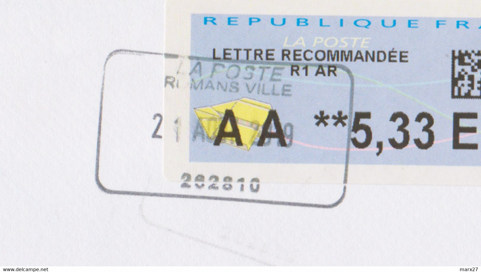 Cachet Manuel De Service 3 Lignes + Bandeau Dateur En Encadré La Poste Romans Ville (Drôme) - Cachets Manuels