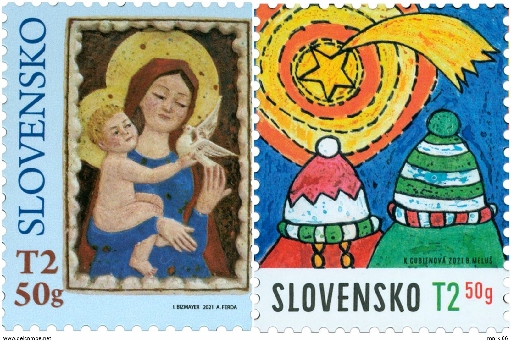 Slovakia - 2021 - Christmas - Folk Faience And Christmas Mail - Mint Stamp Set - Unused Stamps