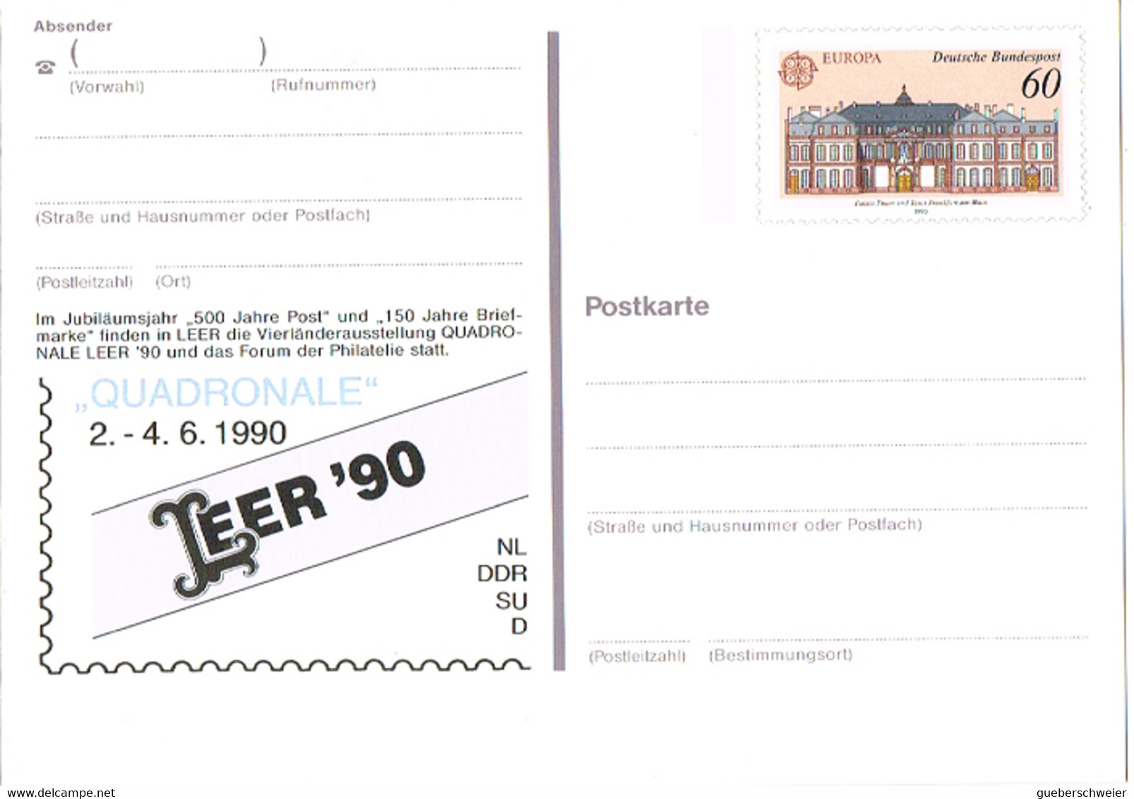 L-ALL-253 - ALLEMAGNE Entier Postal EUROPA 1990 - Privé Postkaarten - Ongebruikt