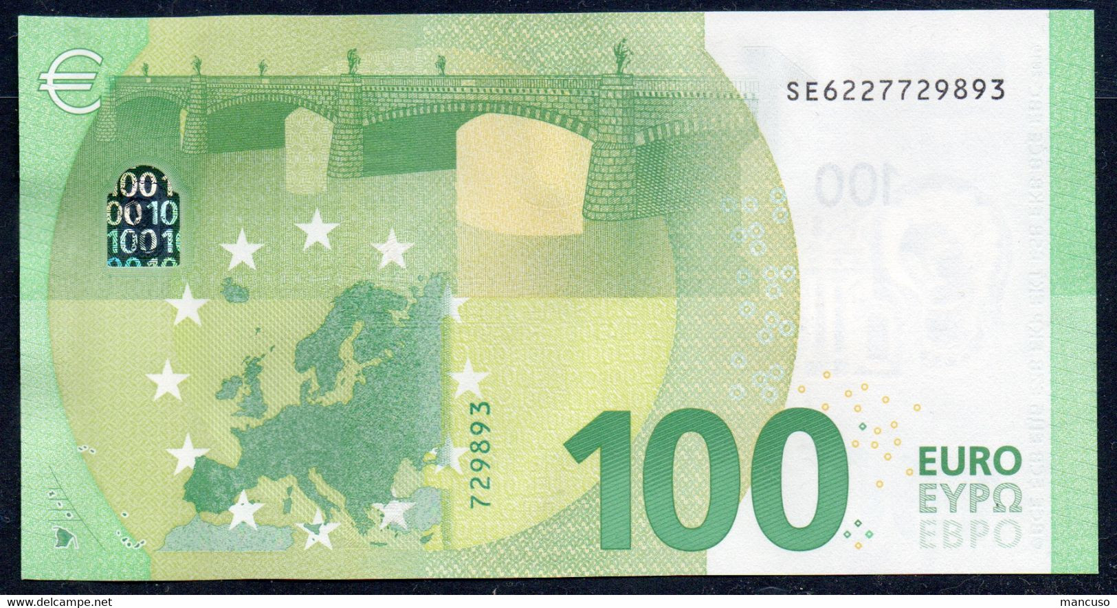 100 EURO ITALIA SE S007  "22" - DRAGHI  UNC - 100 Euro