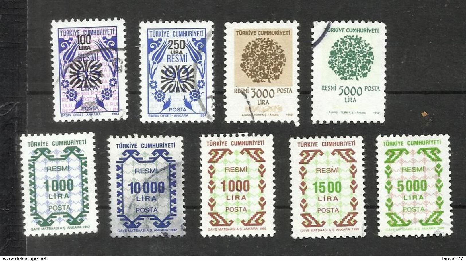 Turquie SERVICE N°188 à 196 Cote 5.55€ - Dienstzegels