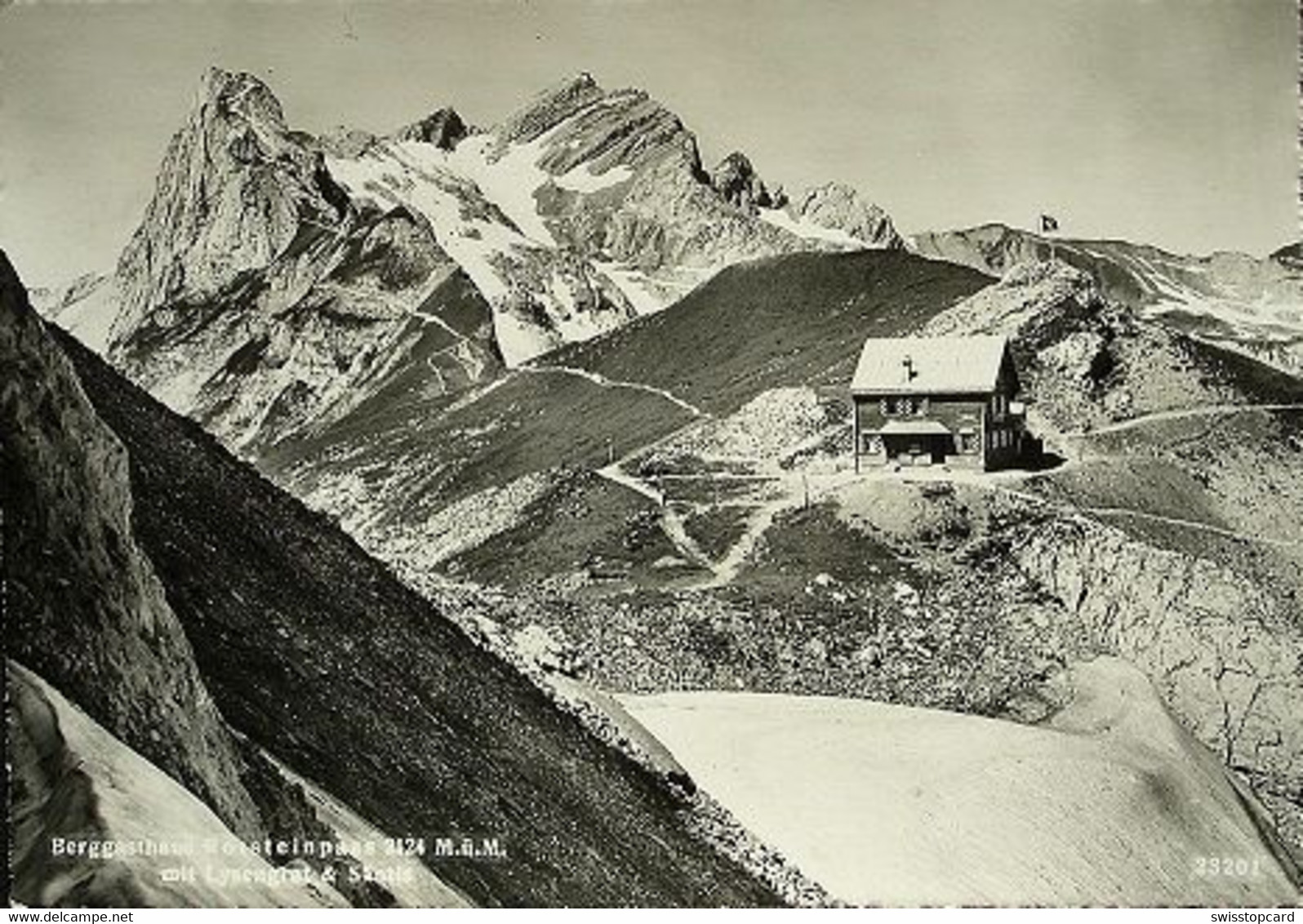 ALPSTEIN Berggasthaus Rotsteinpass Mit Lysengrat & Säntis Stempel Gasthaus Bes. J. Wyss Fässler Gel. 1944 V. Weissbad - Weissbad 