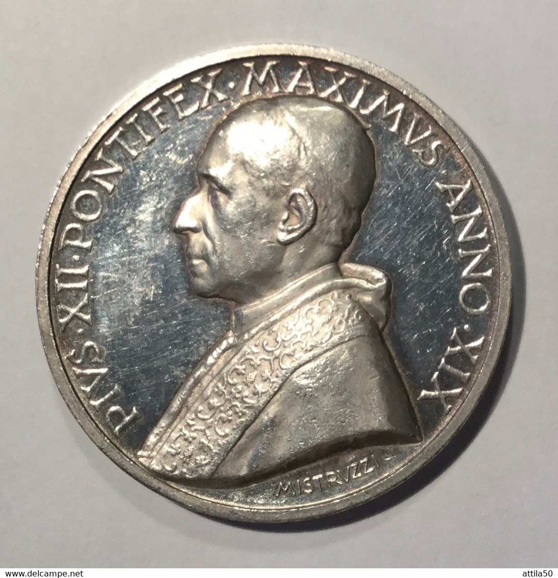 Vaticano- Papa Pio XII - Medaglia D’argento Anno XIX - Gr.35,1 Diametro Mm.44 - 1956 - SPL - Monarchia / Nobiltà