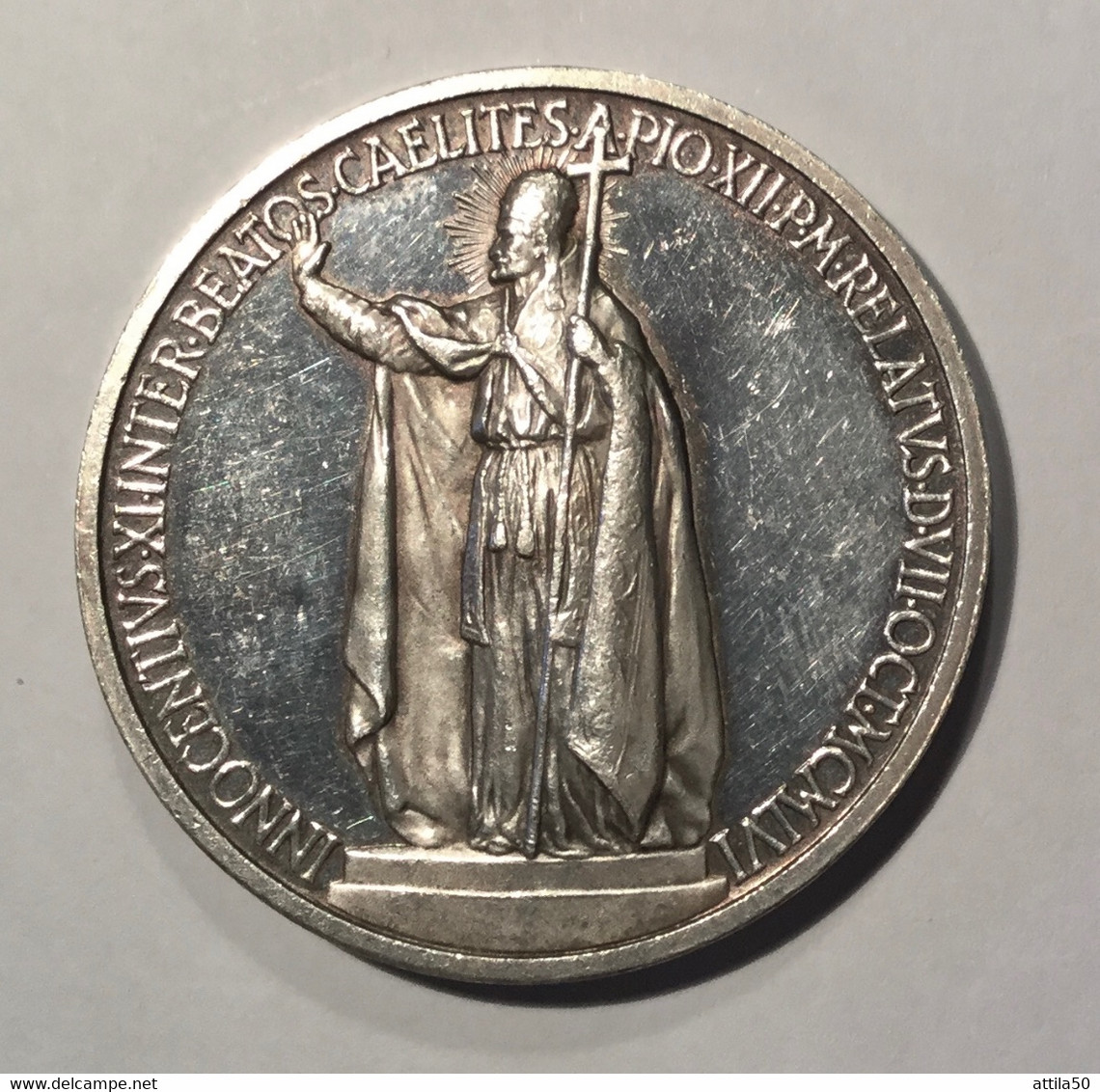 Vaticano- Papa Pio XII - Medaglia D’argento Anno XIX - Gr.35,1 Diametro Mm.44 - 1956 - SPL - Monarchia / Nobiltà