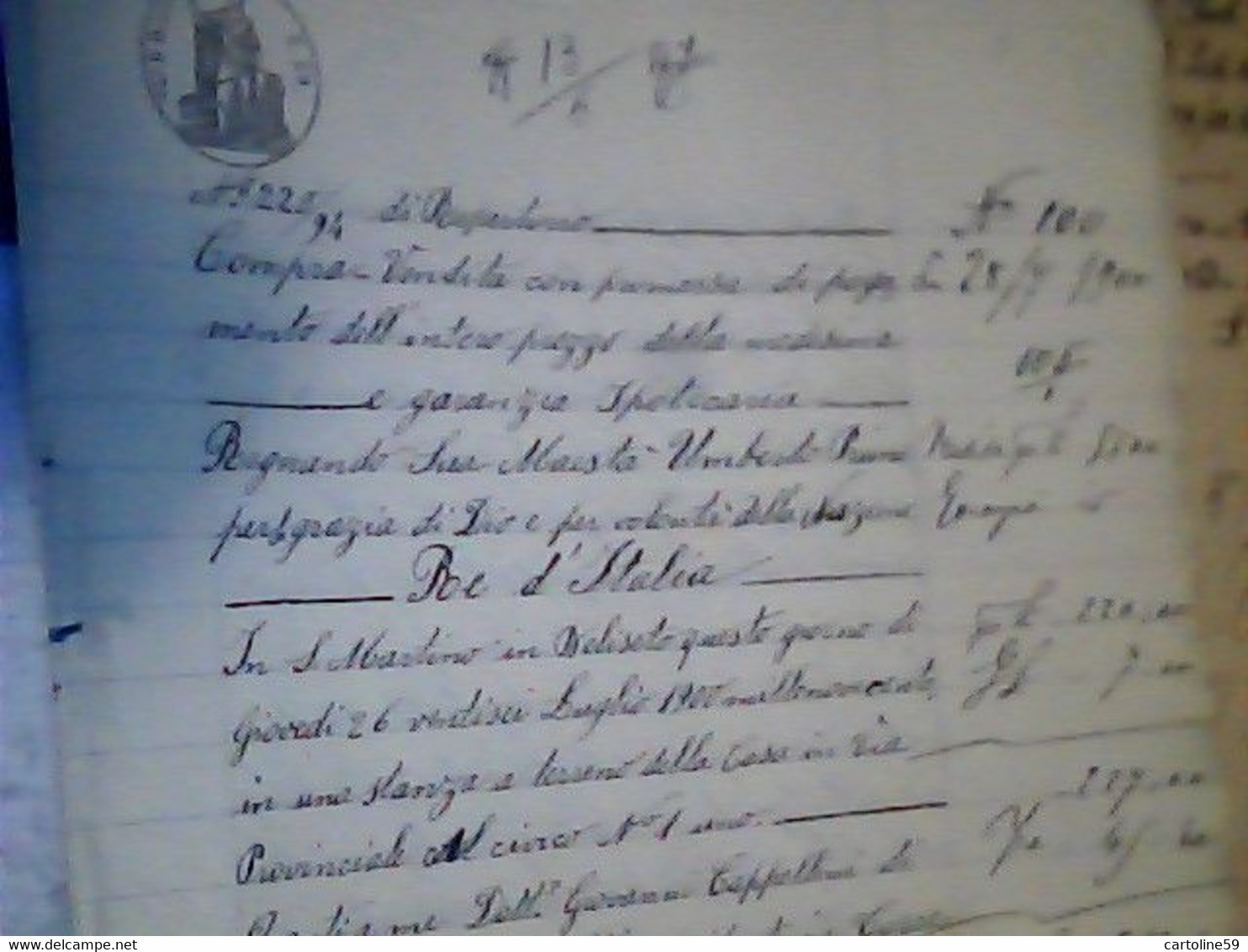 1900 -ROGITO NOTARILE PER COMPRAVENDITA  CARTA BOLLATA  S SAN MARTINO BELISETO CR IJ867 - Manuscripts