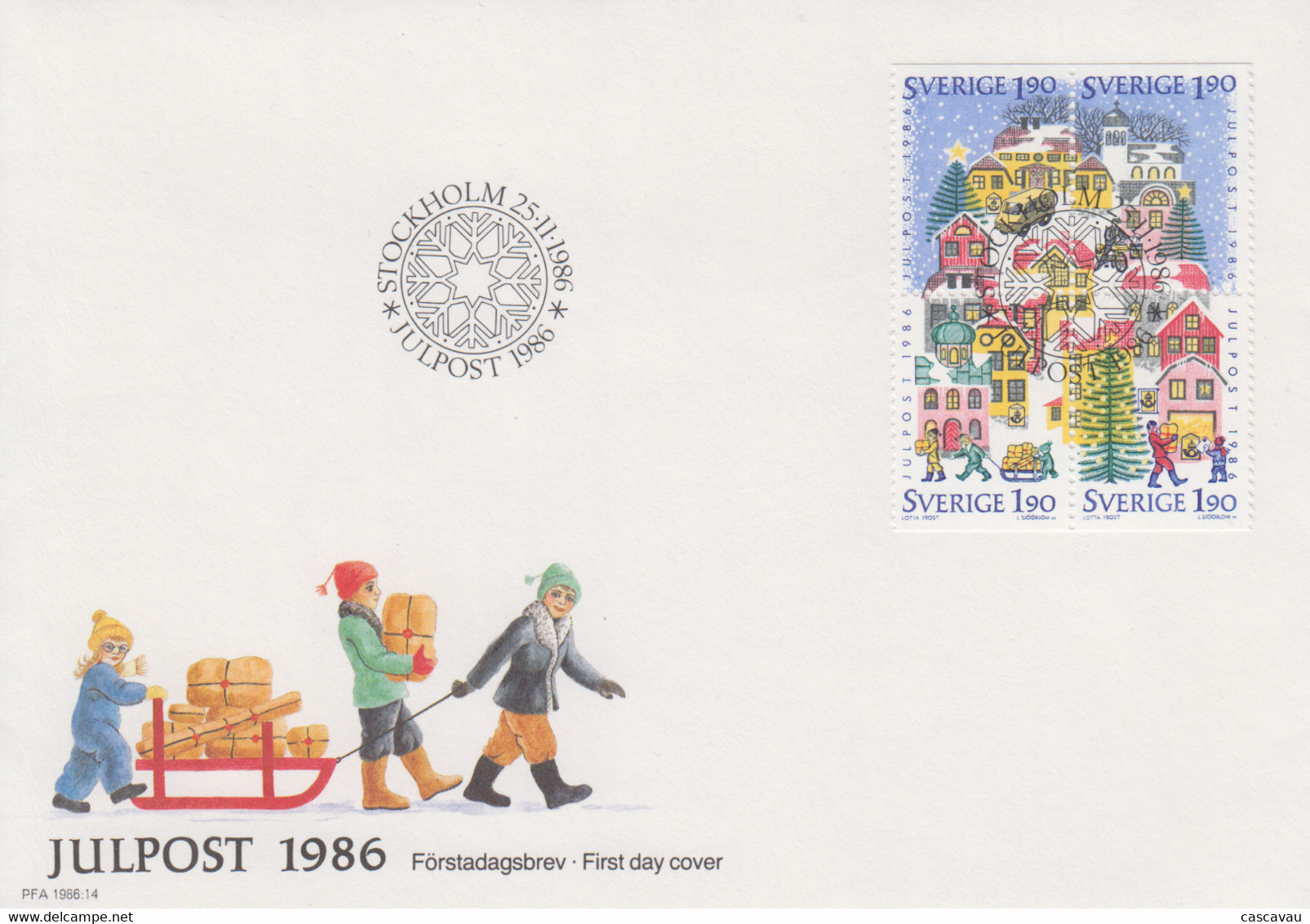 Enveloppe  FDC  1er   Jour   SUEDE   Noël    1986 - FDC