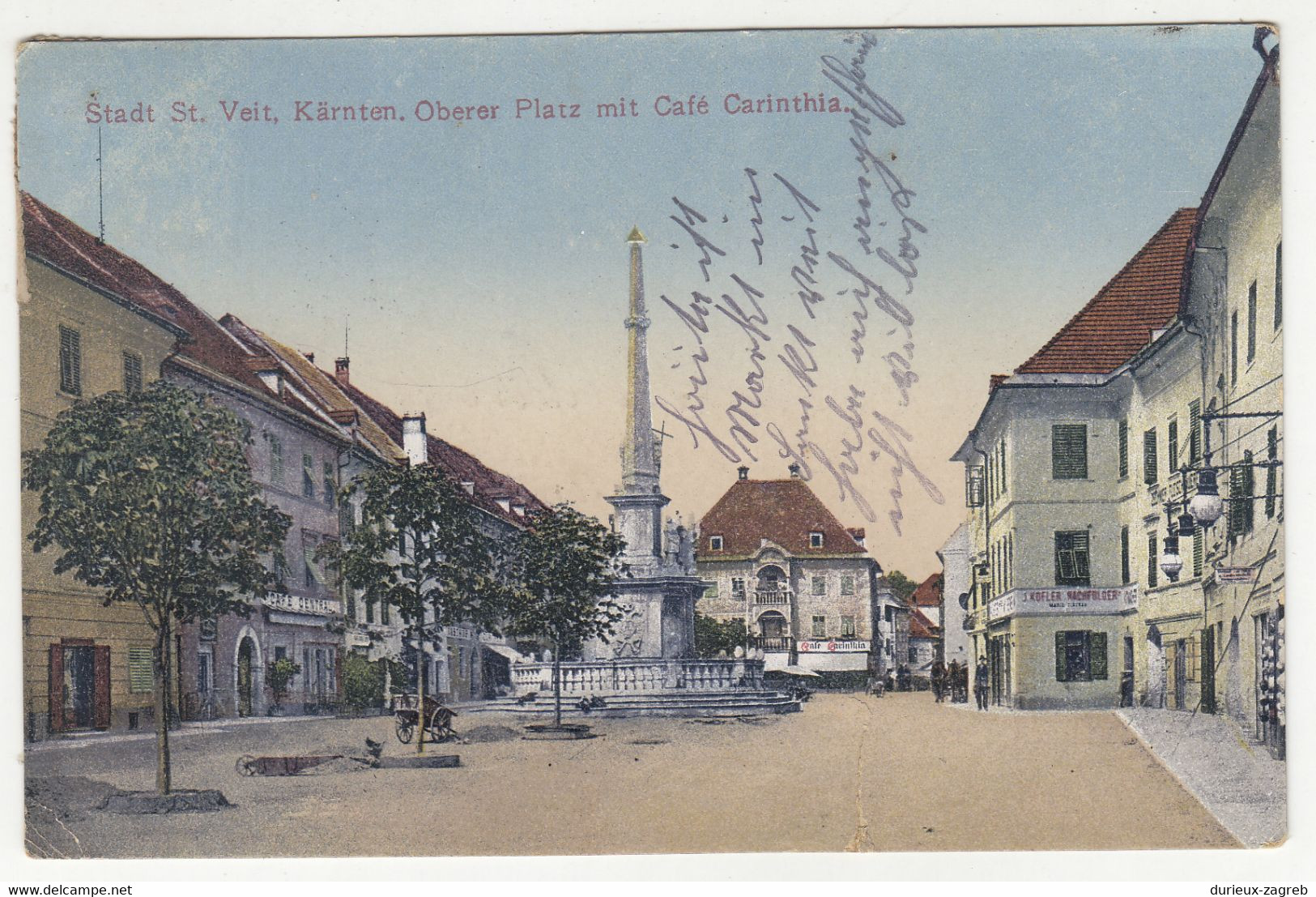 Stadt St. Veit - Oberer Platz Mit Cafe Carinthia Old Postcard Posted 1916 B211110 - St. Veit An Der Glan