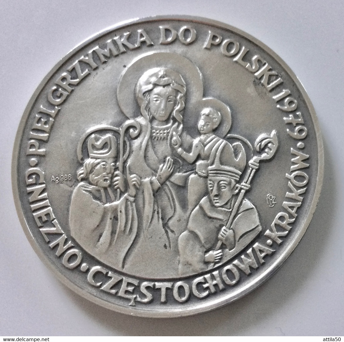 Papa Giovanni Paolo II - R. Madonna Di Cestocova - Medaglia In Argento Gr.26,5 Diametro Mm.40 - Adel