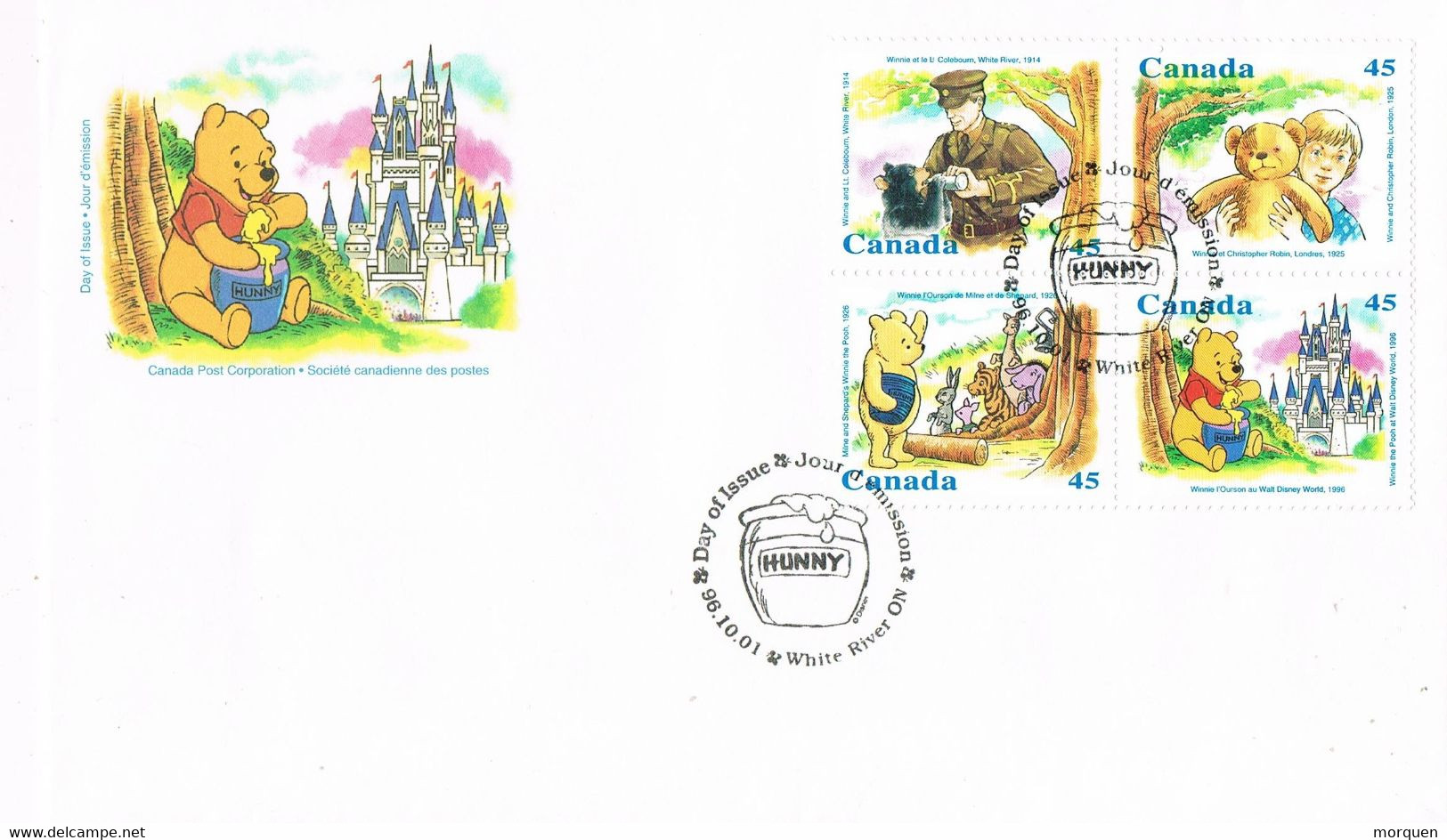 42439. Carta F.D.C. WHITE RIVER (Ontario) Canada 1996. WINNIE The POOH - 1991-2000