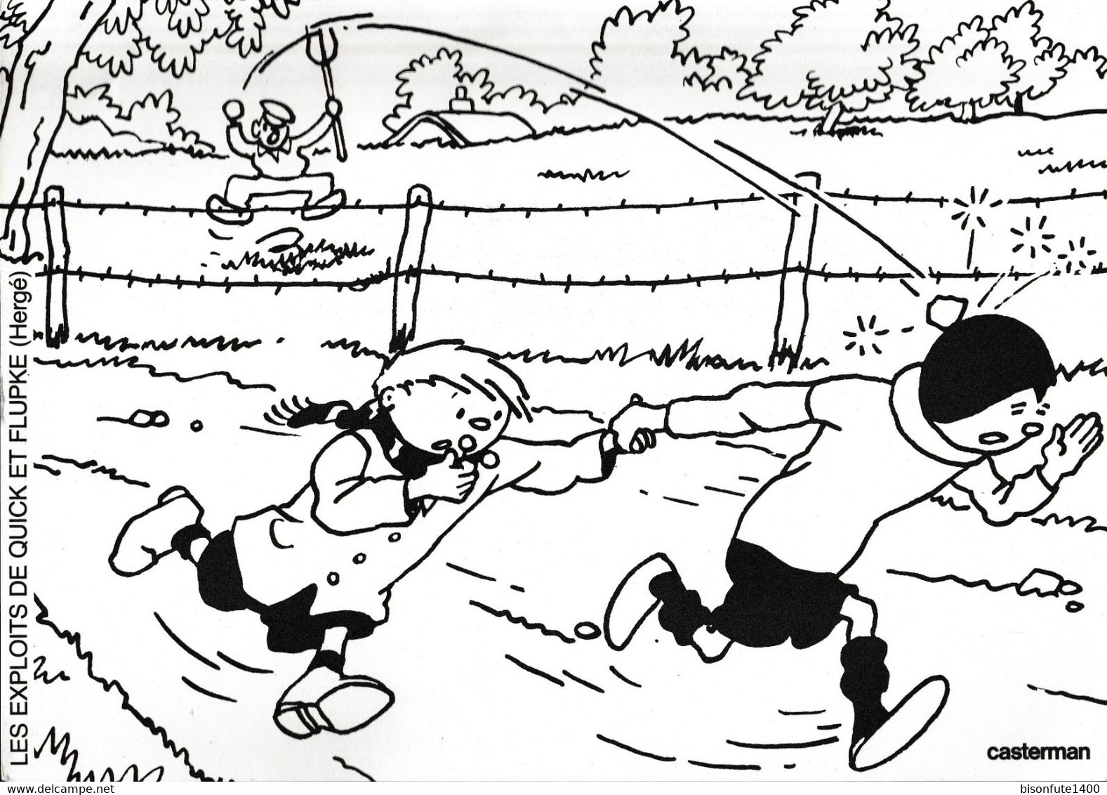 TINTIN - Hergé : Les Aventures De Quick Et Flupke : Planche à Colorier Editions Casterman ( Voir Photo ). - Quick Et Flupke