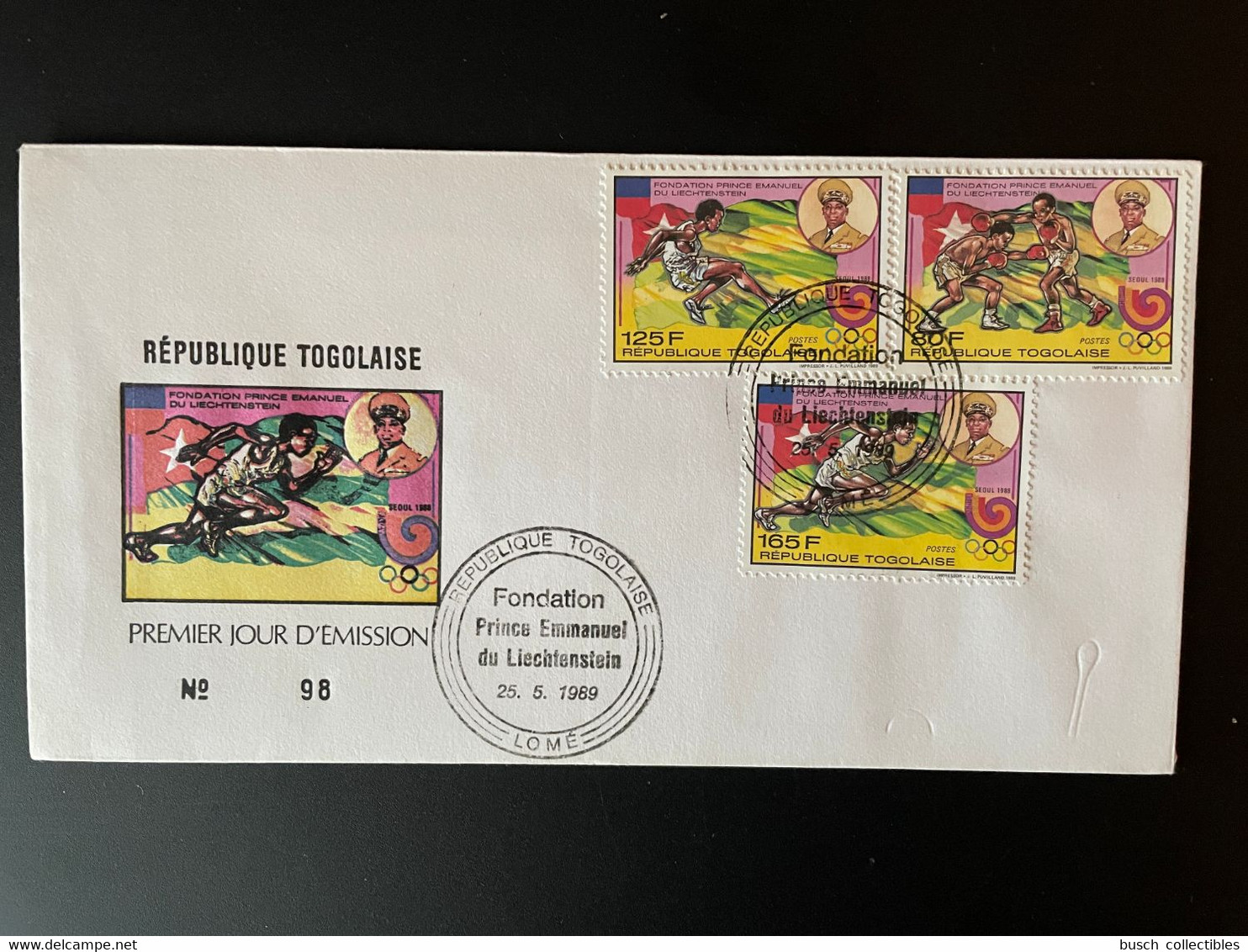 Togo 1989 Mi. 2119 - 2121 FDC 1er Jour Cover Olympic Games Seoul 1988 Jeux Olympiques Prince Emmanuel Liechtenstein - Zomer 1988: Seoel