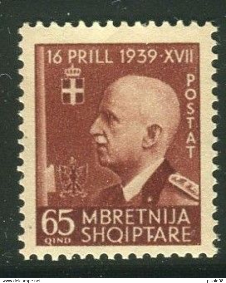 ALBANIA 1942 ANNIVERSARIO UNIONE ITALO ALBANESE 65 Q. ** MNH - Albania