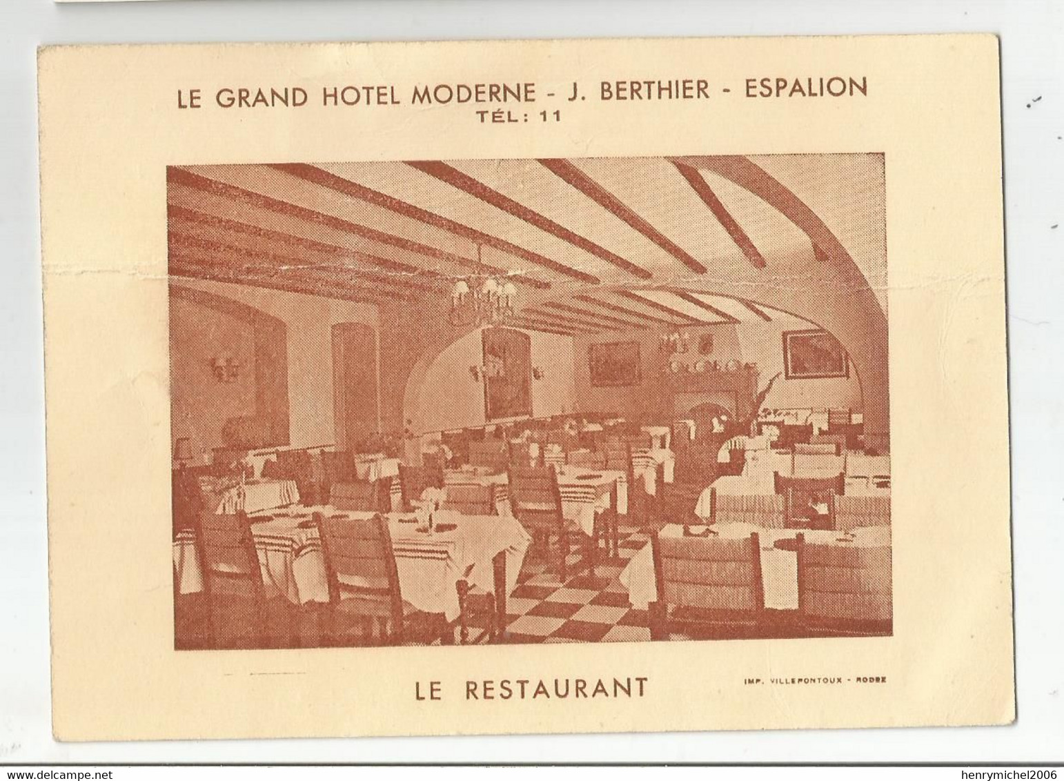 12 Aveyron Espalion Restaurant Du Grand Hotel Moderne Berthier - Espalion