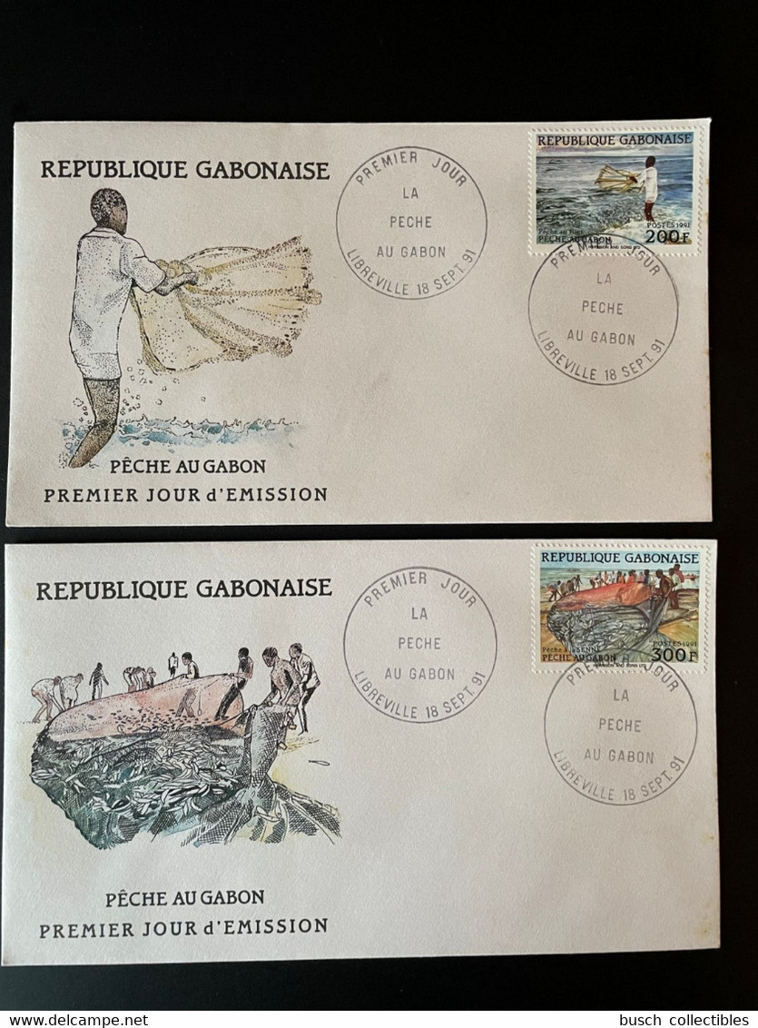 Gabon Gabun 1991 Mi. 1095 / 1096 FDC 1er Jour Cover Pêche Fischerei Fishing Poisson Fish Fisch - Fische