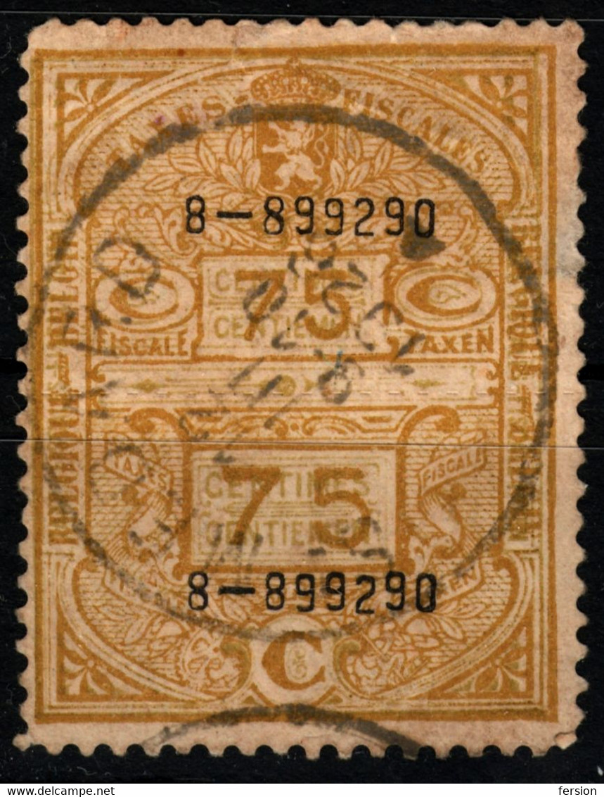 BELGIUM BELGIQUE 1928 - Revenue TAX Fiscal Official Stamp / Coat Of Arms / LION - USED - 75 C. - Stamps