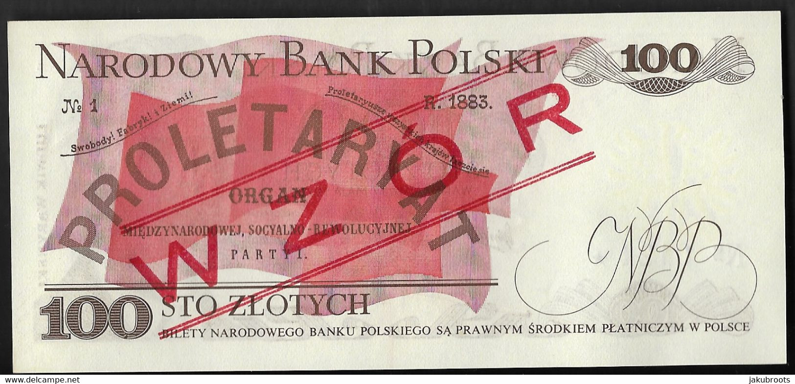 MAY 1976 POLISH NATIONAL STATE BANK 100 Zl.SPECIMEN / WZOR  Mint Condition - Poland