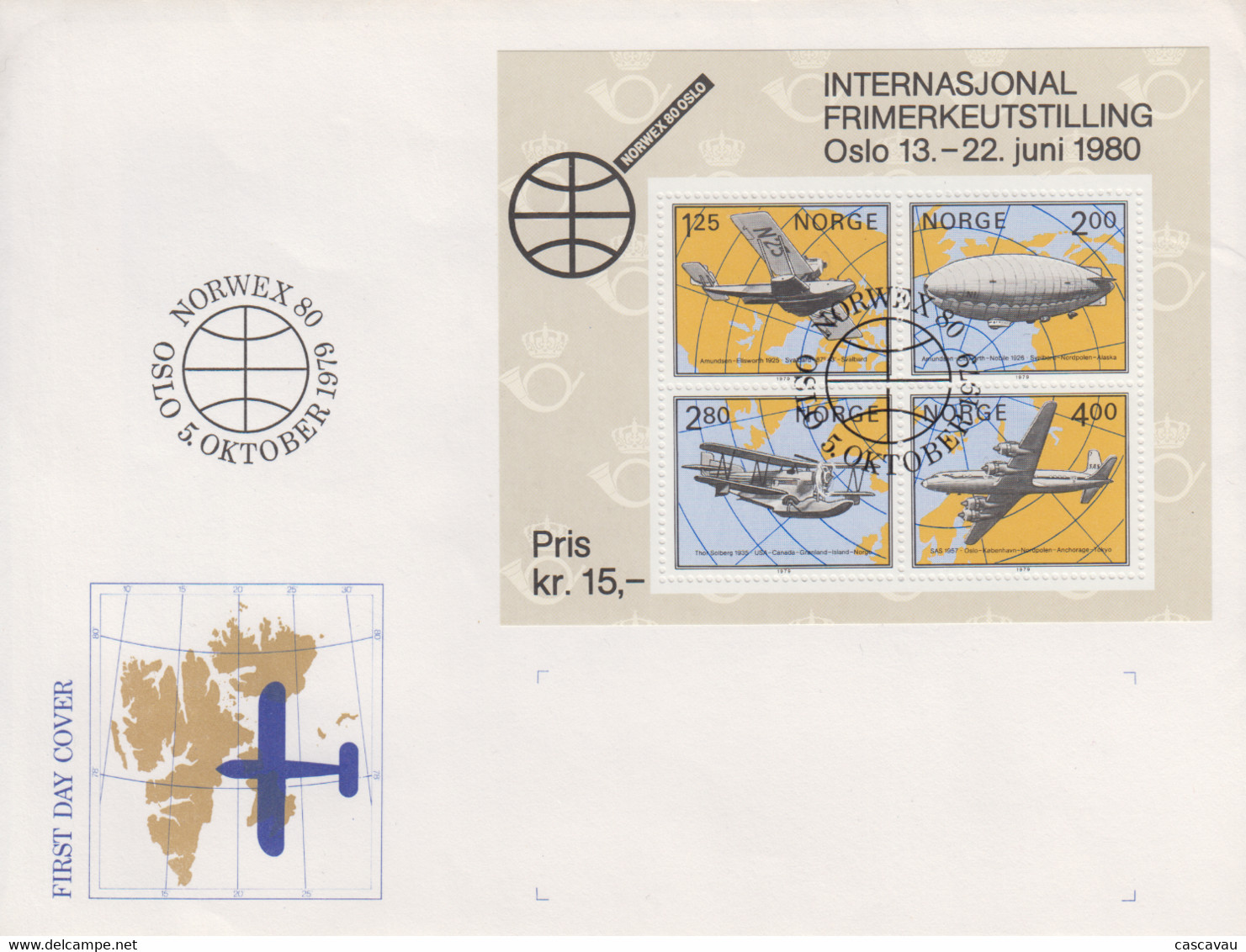 Enveloppe  FDC   1er   Jour   NORVEGE  Bloc  Feuillet   Exposition  Philatélique  Internationale   NORWEX   1979 - FDC