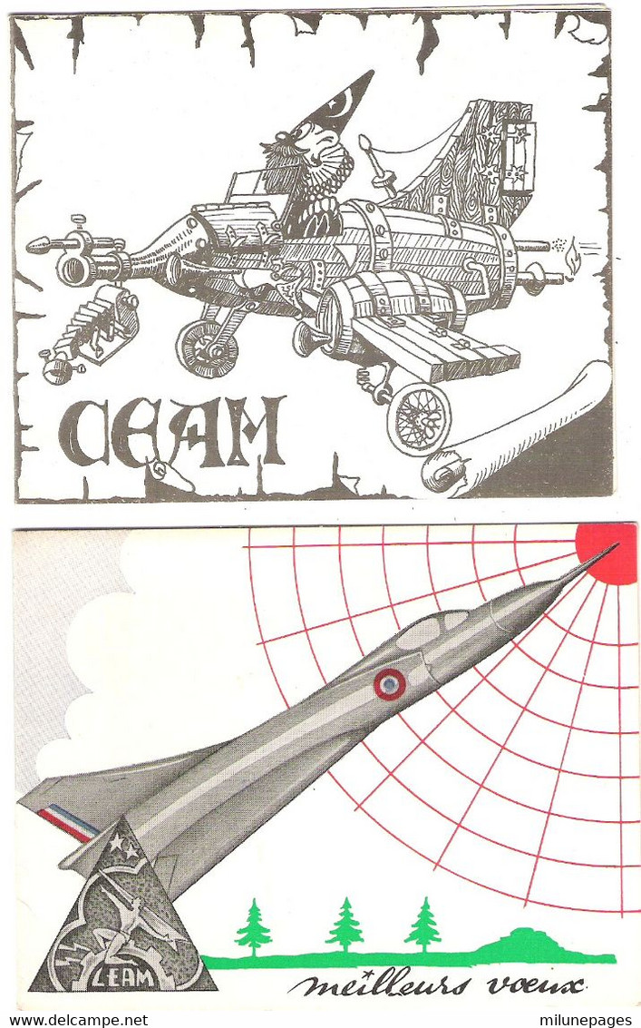 Lot 2 Cartes De Voeux Du C.E.A.M De Mont De Marsan BA118 1964 /1965 Centre D'expériences Aériennes Militaires - Luchtvaart