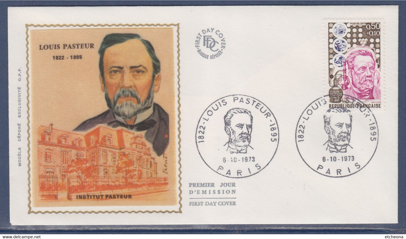 Louis Pasteur Enveloppe Paris 6.10.1973 N°1768 Portrait, Vaccin Contre La Rage - Louis Pasteur