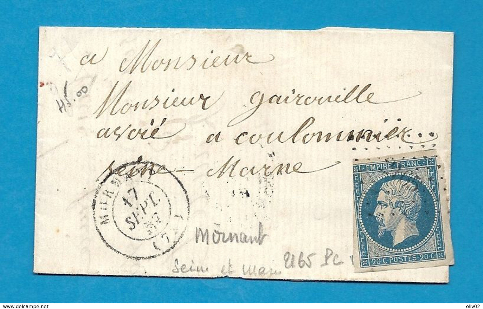 Seine Et Marne - MORMANT . CàD Type 15 + PC 2165 - 1849-1876: Classic Period