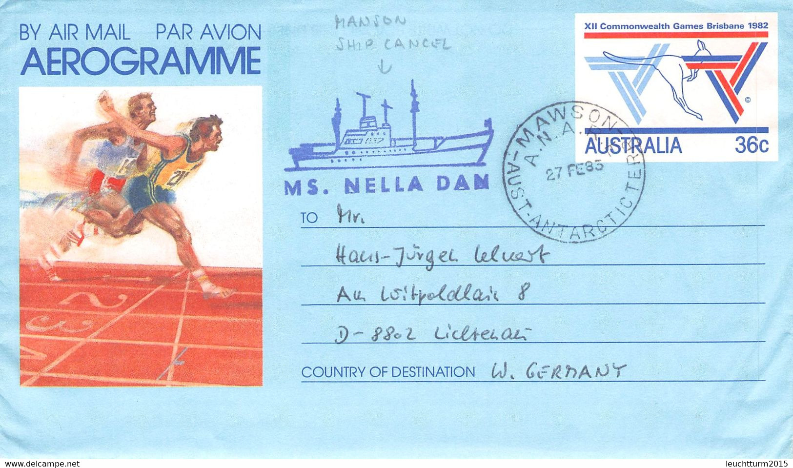 AUSTRALIA - AEROGRAMME1983 MAWSON/AAT > GERMANY / YZ205 - Aerogramme