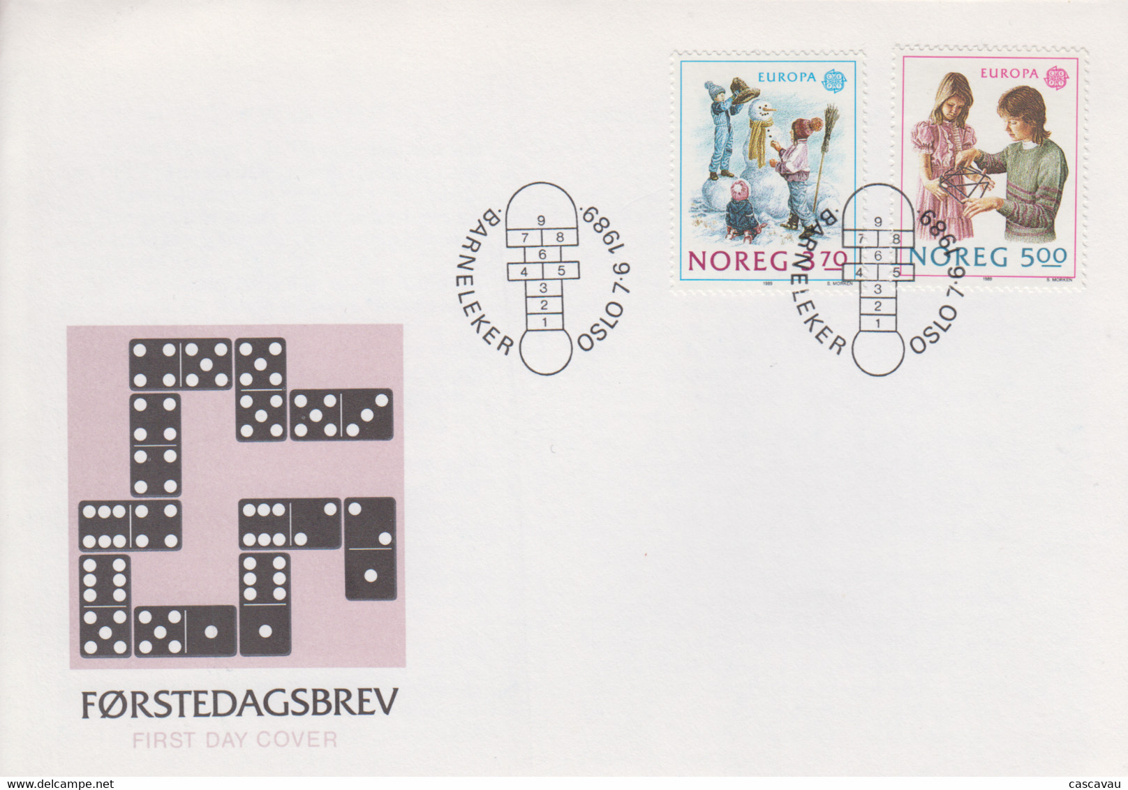 Enveloppe  FDC  1er  Jour   NORVEGE   Jeux  D' Enfants   EUROPA    1989 - 1989