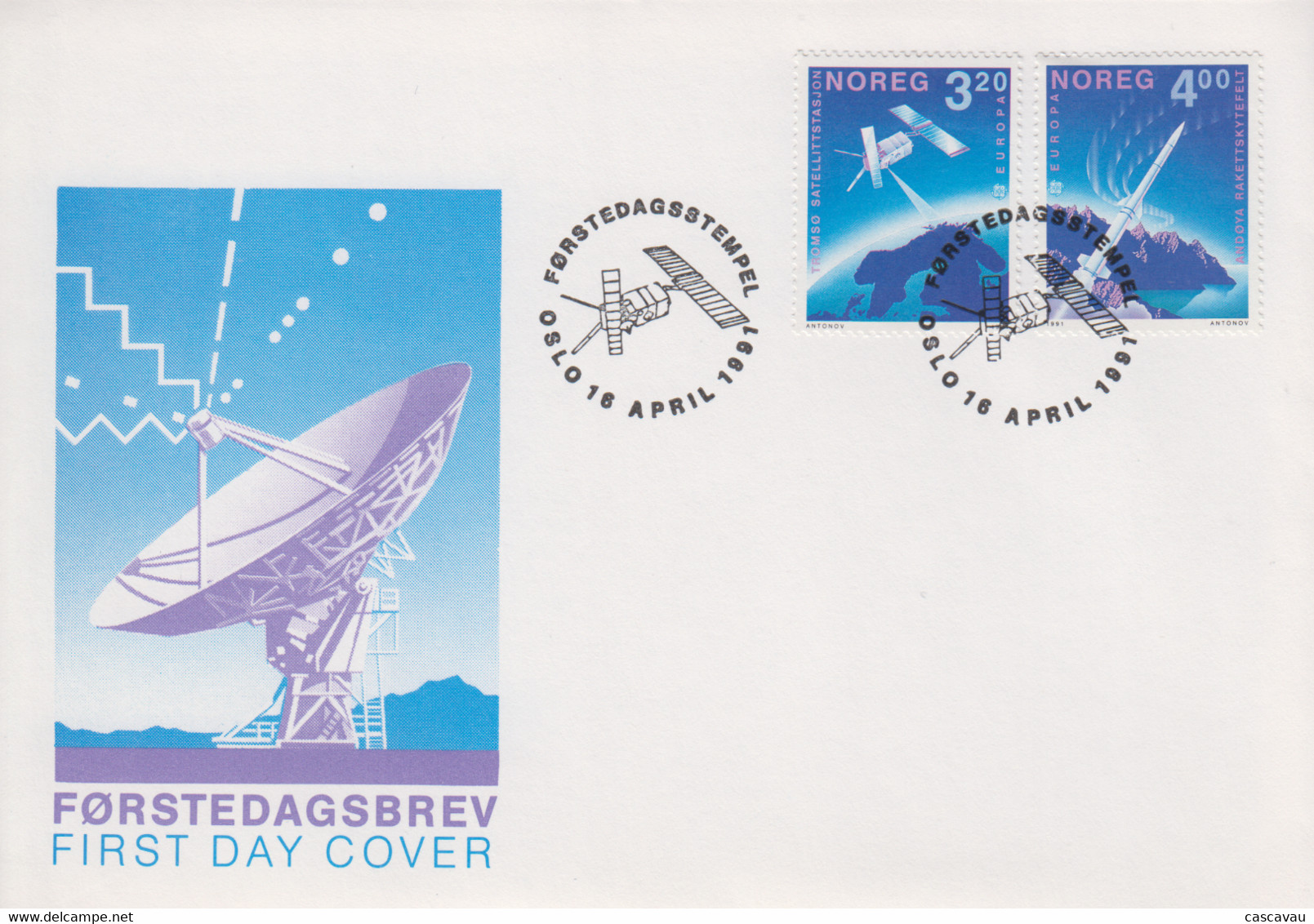 Enveloppe  FDC  1er  Jour   NORVEGE   Paire  EUROPA    1991 - FDC