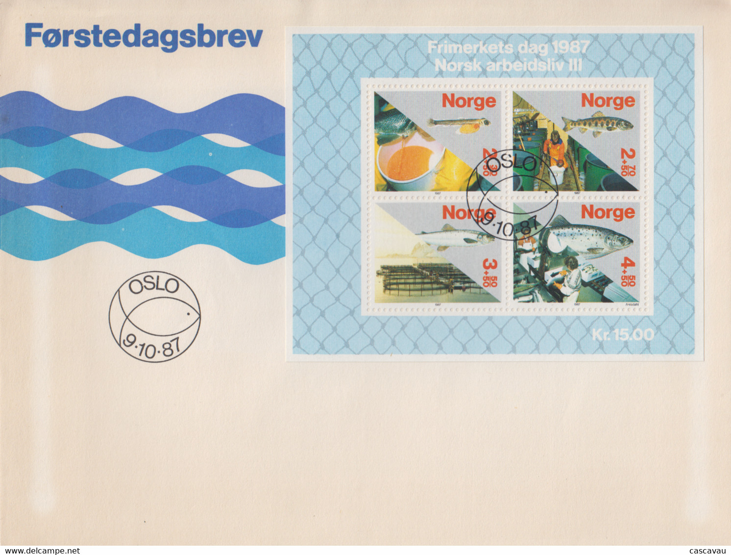 Enveloppe  FDC   1er   Jour   NORVEGE   Bloc  Feuillet   Journée  Du  Timbre   1987 - FDC